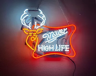 Neon Light Sign Lamp For Miller High Life Deer Lite Beer 17 X14  Acrylic Decor • $120.98