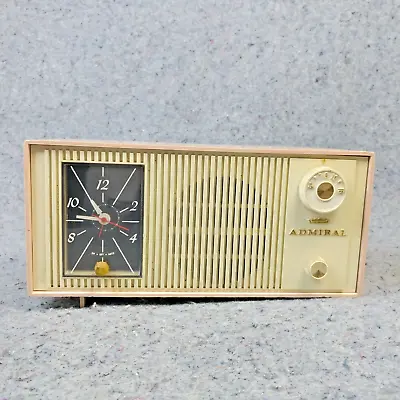 Vintage Admiral Tube Radio Clock 1960's Mid Century Modern MCM Pink NOT Working • $66