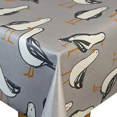 Clarke & Clarke Laridae Seagull Grey Cotton PVC WIPE CLEAN Tablecloth Oilcloth • £8.99