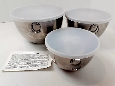 Revere Ware 1801 O-Ring Stainless Steel Mixing Bowls Set Of 3 With Lids 86-E 224 • $59.99