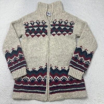 Viking Iceland Nordic Style Womens Hand Knit Wool Cardigan Sweater Size Medium M • $56.95