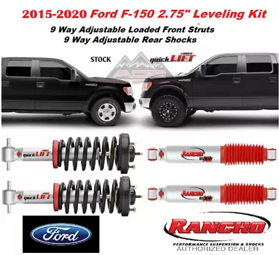 2015-2020 Ford F150 4WD Leveling Kit Rancho Adjustable 9000 Front Struts & Rears • $619