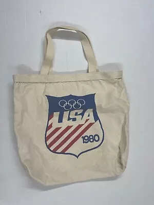 1980 Olympic Tote Bag Canvas Tote Vintage 13  X 15  Not Including Handles • $7.99