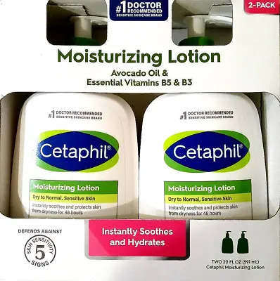Cetaphil Moisturizing Lotion For Dry To Normal Sensitive Skin 2 X 20 Fl Oz • $29.89