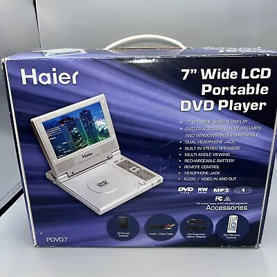 Haier 7 Inch Portable DVD Player LCD Monitor PDVD7 W/ A/C & Car Adapter TESTED • $28