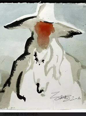 Milford Zornes -  Horse Lady  2002 Signed Later Original Watercolor Artwork  • $2750