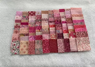 100 Different 1 1/2-inch Pink Calico Fabric Quilt Squares - Many Vintage • $6