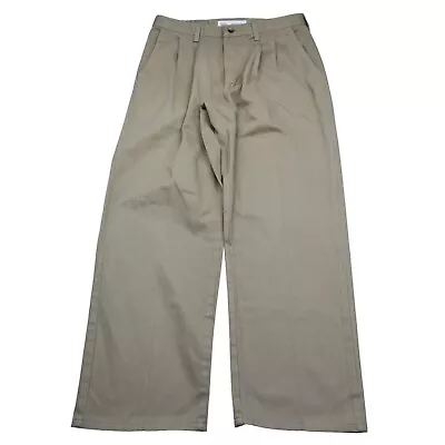 Legendary Gold Pants Mens 32 Beige High Rise Pleated Solid  Pocket Button Chino • $20.78