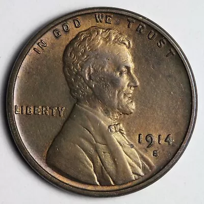 1914-S Lincoln Wheat Cent Penny AU+ E236 JCKB • $405.67