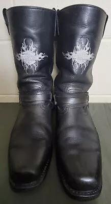 Men's Harley Davidson Black Leather Harness Motorcycle Riding Boots 91055 10.5 • $53.99