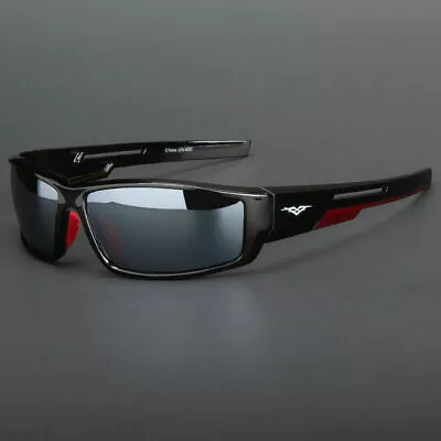 New Men Wrap Premium Sunglasses Black Frame With Polarized Lenses Biker Shades • $7.98