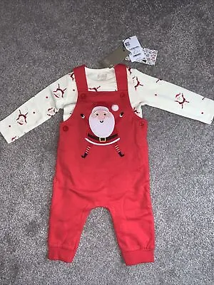 New Baby Boys Xmas Santa Romper Suit M&co Age 3-6 Months • £12.99