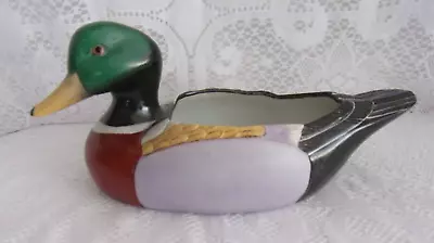 Duck  Green Head Mallard Ceramic Planter Vintage 1985 • $6