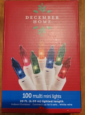 $9.93 • Buy 100 Multi Color Mini Lights 20 Ft DECEMBER HOME Brand White Wire