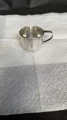 Vintage 1950s Preisner Sterling Silver Baby Cup # 146 With A Monogram T • $55