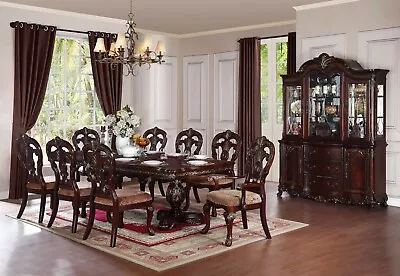 NEW Traditional Cherry Brown Extending Table & Chairs - 9 Piece Dining Set IC5U • $2684.72