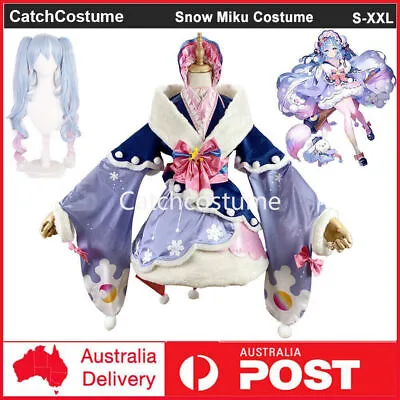 2023 VOCALOID Snow Miku Hatsune Lolita Dress Cosplay Costume Wig Party Outfits • $30.56