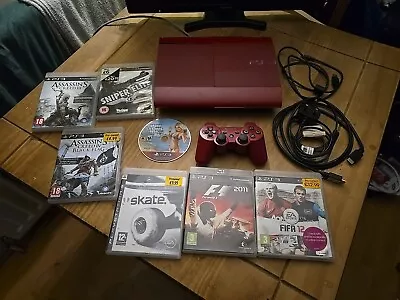 Sony PlayStation 3 PS3 Console Super Slim - Red 500gb - Unboxed & 7 Games  • £119.99