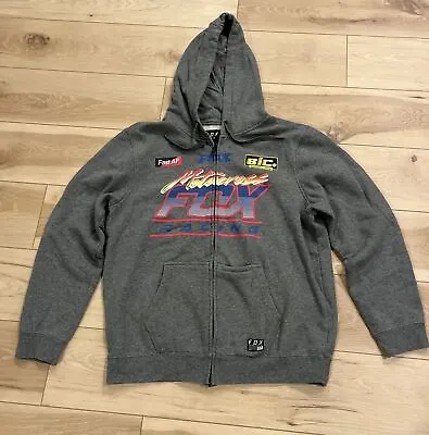 Fox Racing Mens Full Zip Hoodie Sweatshirt Motocross Gray Large Fast AF 22048 • $21.99