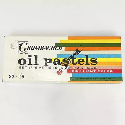 Vintage Grumbacher Brilliant Color Oil Pastels Artists Set Of 16 Size 22 • $9.99