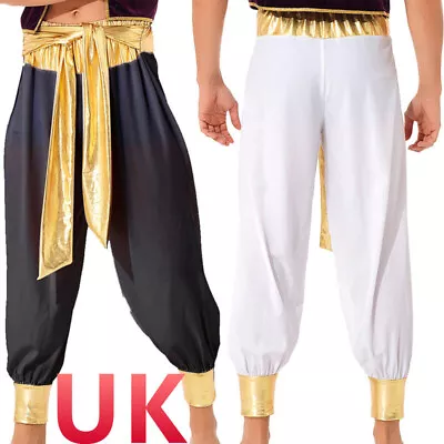 UK Men Arabian Prince Pants Costume Elastic Waistband Trouser Carnival Role Play • £8.39