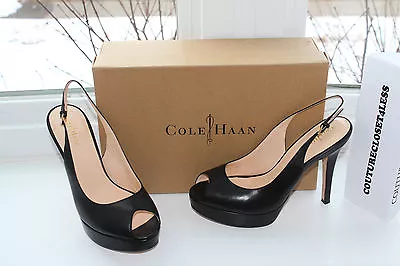 COLE HAAN MARIELA AIR OT SLING BLACK LEATHER  #8.5us $328 • $164