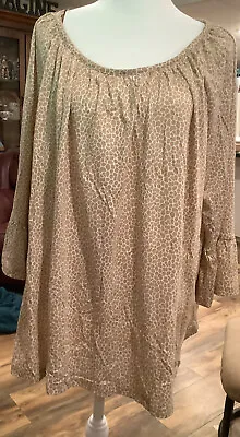 Michael Kors Animal-Print Bell-Sleeve Top Size 2X Cotton/modal. MRP $74. • $21