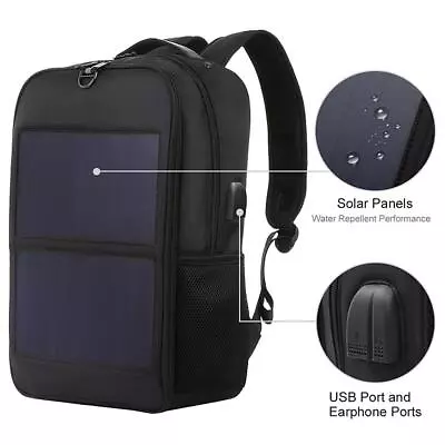 Kloware Nylon Solar Charger Backpack 14W Laptop 2 USB Hiking Bag Travel Outdoor • $87.02