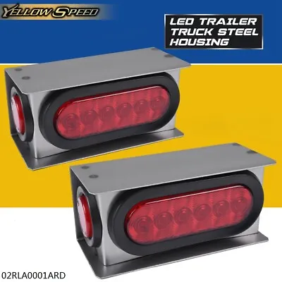 Fit For Trailer Truck Steel Guard Box W/ 6  LED Oval Tail Light Marker Light  • $32.49