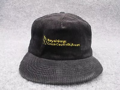 Vintage Royal Gorge Cross Country Ski Resort Hat Cap Black Corduroy Snapback 80s • $28.49