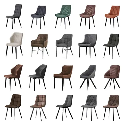 Set Of 2 Faux Leather/Suede Dining Chairs Metal Legs Reception Restaurant Chair • £99.99