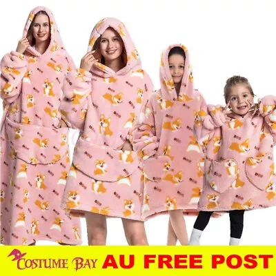 Oversized Adult 1.4m Long Kid Toddler Hooded Blanket Hoodie Ultra Sweatshirt AU • $55.95