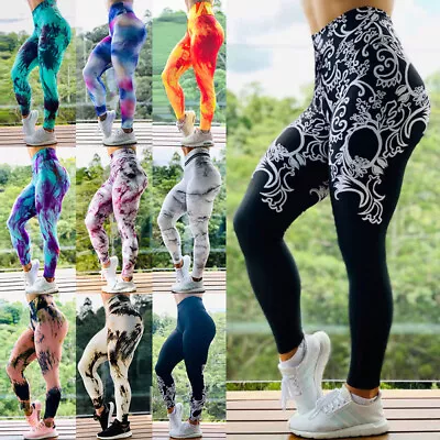 $18.94 • Buy Womens Tie Dye High-Waist Yoga Pants Sports Gym Fitness Running Strech Leggings
