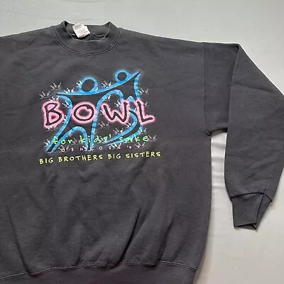 Vintage Big Brother Big Sisters Sweatshirt Mens XL Black Bowling Oshkosh 90s Art • $19.99