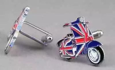 New Pair Lambretta Vespa Scooter Union Jack Cufflinks Cuff Shirt Links Metal • £4.15