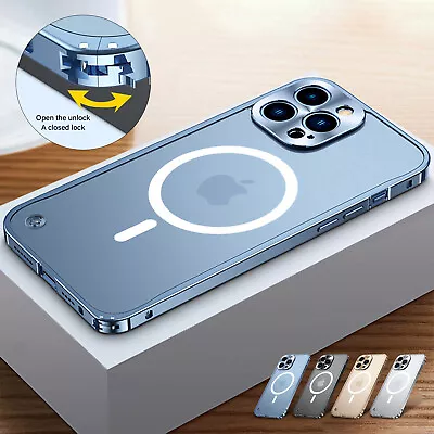 $16.80 • Buy For IPhone 13 12 Pro Max Shockproof MagSafe Magnetic Charging Metal Bumper Case
