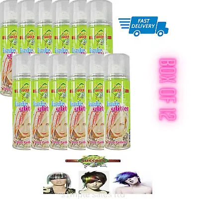 Party Success Temporary Wash Out Hair Colour Spray BOX Of 12 GLITTER GREEN • £22.95