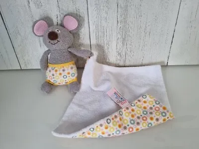 Latitude Enfants Grey Mouse Baby Comforter Soft Toy Blankie Lovey Circles • £14