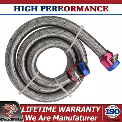 3ft AN6 3/8  Universal Stainless Steel Braided Fuel Oil Gas Line Hose Clamps Kit • $15.99