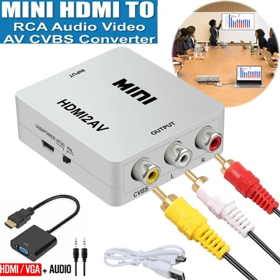 $8.99 • Buy 1080P HDMI Male To VGA Female Audio-video Adapter Cable &  AV/RCA Converter US