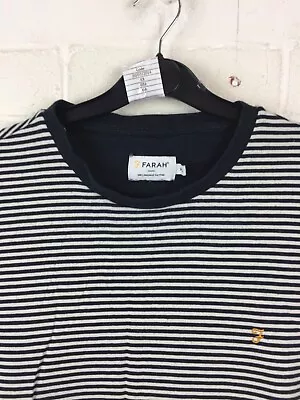 Farah Navy/White Striped Short Sleeve Crew Neck T-Shirt Size X-Large #CE • £6.64