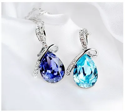$3.99 • Buy Women's Fashion Silver Chain Crystal Rhinestone Pendant Necklace Jewelry Gift