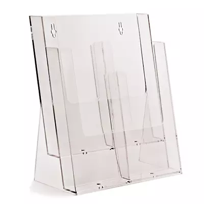 Leaflet Holder Brochure Menu Flyer Multi Pocket Tier Display Stands DL & A4 • £14.50