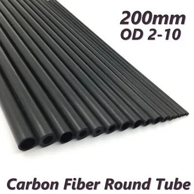 Black Carbon Fiber Round Tube Pipe Rod 200mm OD 2-10mm Aircraft RC Model DIY • £1.91