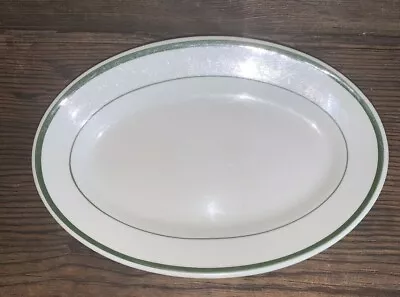 Vintage Wellsville Vitrified China Oval Platter Restaurant Ware With Green Bands • $18.50