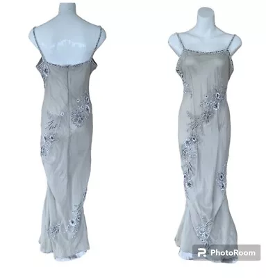 Vintage SCALA 100% Silk Beaded Maxi Dress Holiday Formal Gown Size  XL • $199