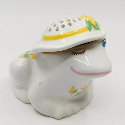 Vintage Avon 1980 “Flirtatious Frog” Ceramic Pomander Sachet Floral Cottage Core • $11.77