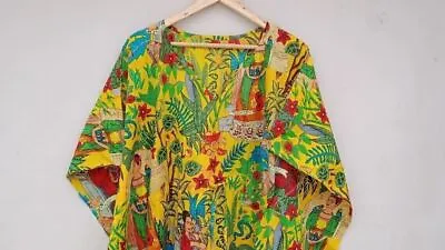 Frida Kahlo Long Cotton Beautiful Bath Robe Kaftan Indian Handmade Vintage • $46.62