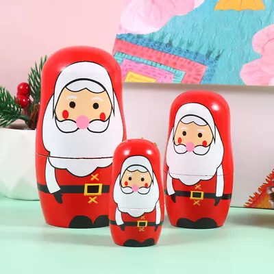 Hand Painted Russian Santa Claus Matryoshka Nesting Dolls • £11.95