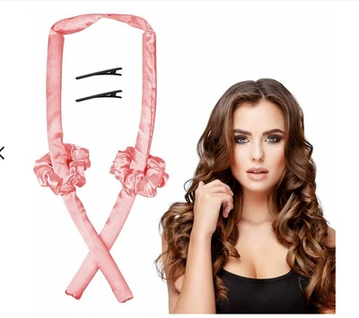 £2.99 • Buy Hair Curler Silk Ribbon Heatless Curling Rod Head Band Wave Former + Hair Clip
